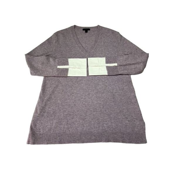 J.Crew Sweater Womens Medium Purple Lilac Wool Blend Long Sleeve V-Neck - Picture 3 of 13